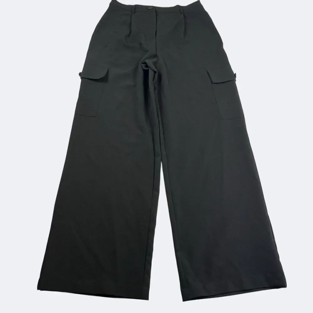 Bailey 44 Wide Leg Cargo Pants Black Medium Utility Streetwear Minimal Workwear
